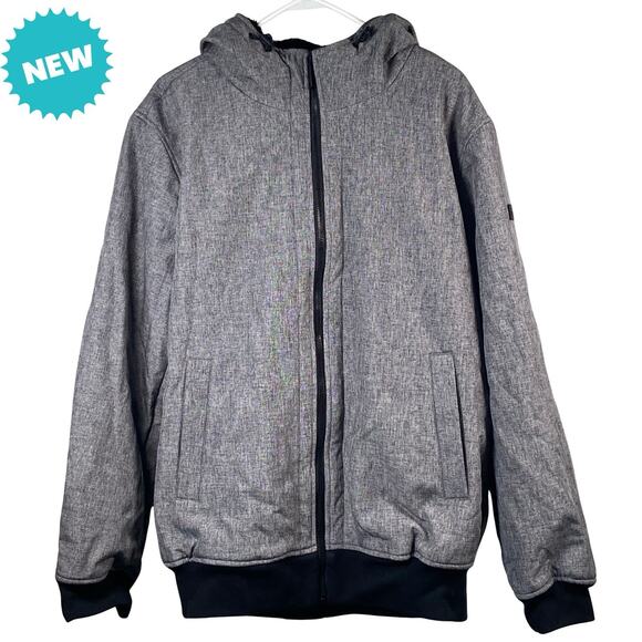 Dockers Jacket Mens Large Tall Gray Hooded Sherpa Lined Coat Water Resistant NEW - Picture 1 of 9